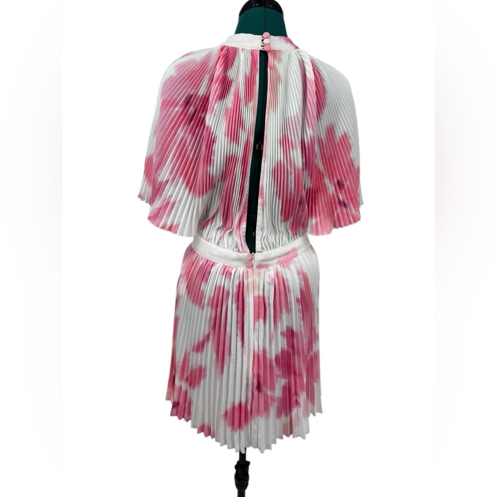 Pleated Tie-Dye Mini Dress in Pink and White - Picture 6 of 9